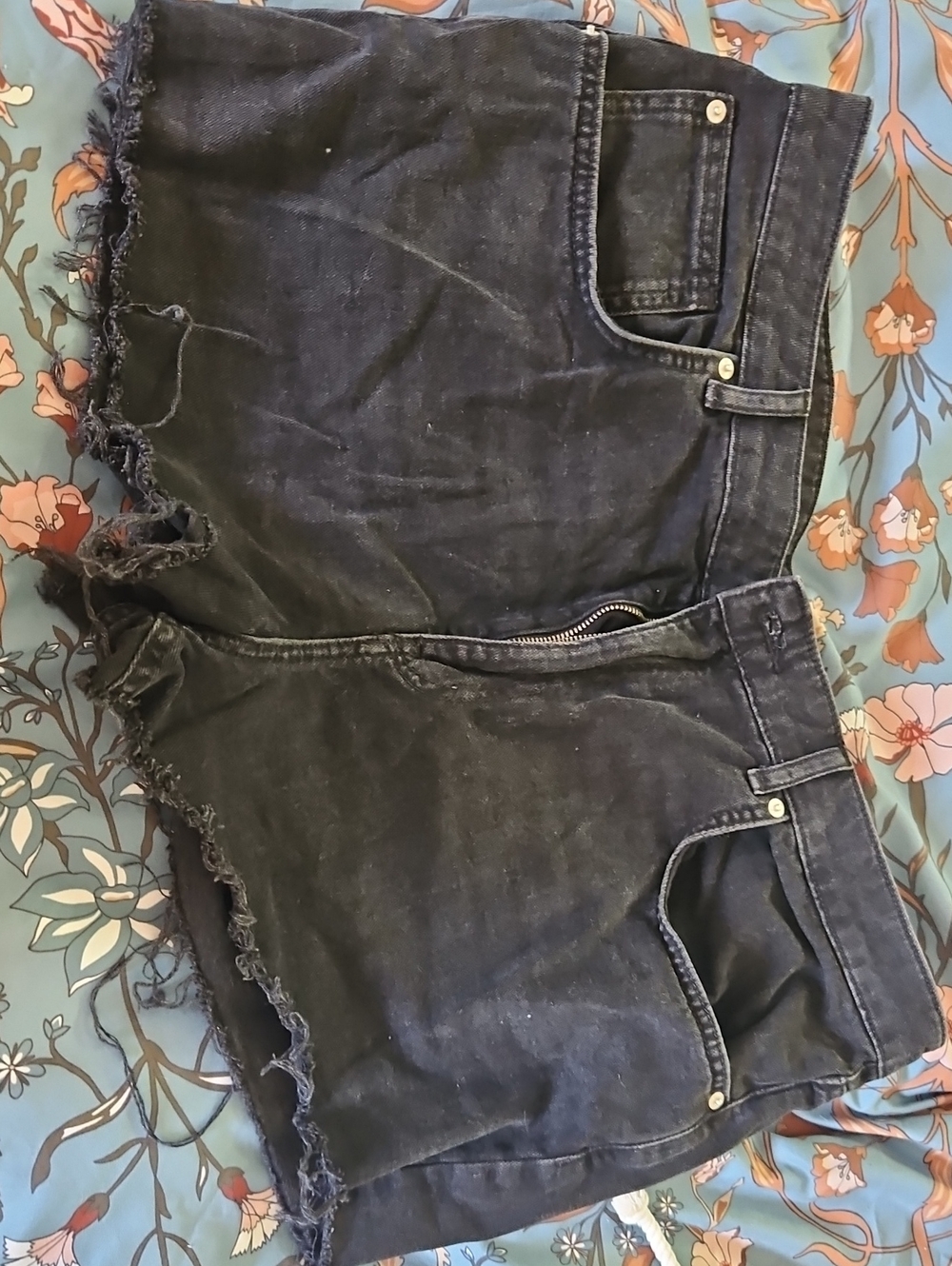 BDG Black Frayed Hem Denim Shorts